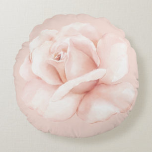 Elegant Blush Pink Waterverf Roos Home Decor Rond Kussen