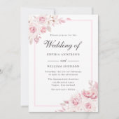 Elegant Blush Pink Waterverf Rozen Weddenschap Kaart (Voorkant)