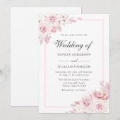 Elegant Blush Pink Waterverf Rozen Weddenschap Kaart (Voorkant / Achterkant)