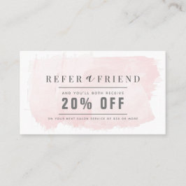 Elegant Blush Pink Waterverf Salon Referral Visitekaartje