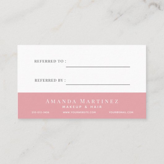 Elegant Blush Pink Waterverf Salon Referral Visitekaartje (Achterkant)