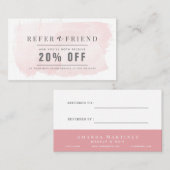 Elegant Blush Pink Waterverf Salon Referral Visitekaartje (Voorkant / Achterkant)