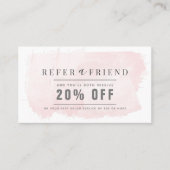 Elegant Blush Pink Waterverf Salon Referral Visitekaartje (Voorkant)