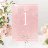 Elegant Blush Pink Waterverf Table Number