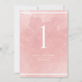 Elegant Blush Pink Waterverf Table Number (Voorkant)
