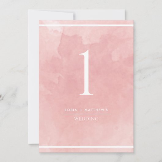 Elegant Blush Pink Waterverf Table Number (Voorkant)