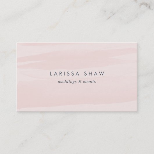 Elegant Blush Pink Waterverf Visitekaartje (Voorkant)