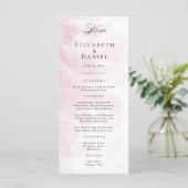 Elegant Blush Pink Waterverf Wedding Menu (Staand voorkant)