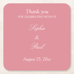 Elegant Blush Pink Weddenschap Bedankt Kartonnen Onderzetters