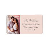 Elegant Blush Pink Weddenschap Foto Return Address Etiket (Voorkant)