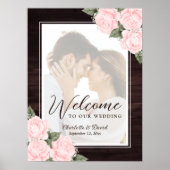 Elegant Blush Pink Weddenschap Foto Welkomstteken Poster (Voorkant)