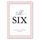 Elegant Blush Pink Weddenschappen Receptie Table N Kaart (Achterkant)
