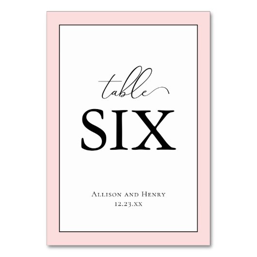 Elegant Blush Pink Weddenschappen Receptie Table N Kaart (Achterkant)