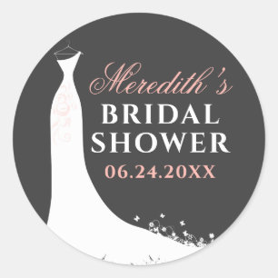 Elegant Blush Pink Wedding Gown Vrijgezellenfeest Ronde Sticker