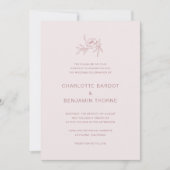 Elegant Blush Pink Wedding Invitation Kaart (Voorkant)