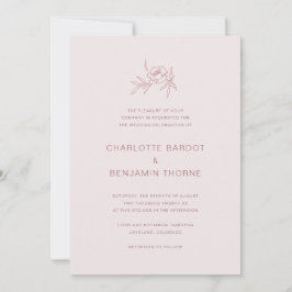 Elegant Blush Pink Wedding Invitation Kaart