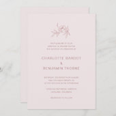 Elegant Blush Pink Wedding Invitation Kaart (Voorkant / Achterkant)