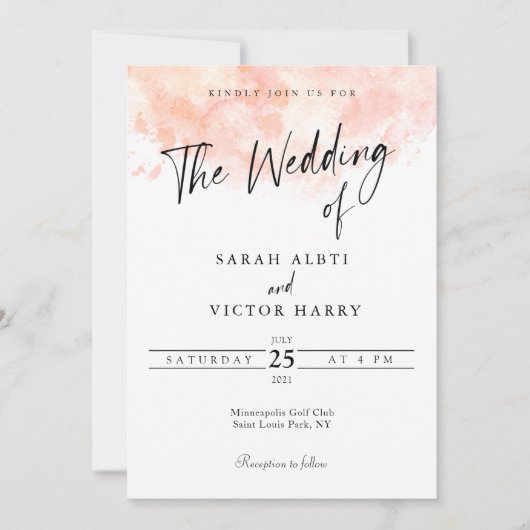 Elegant Blush Pink Wedding Kaart (Voorkant)
