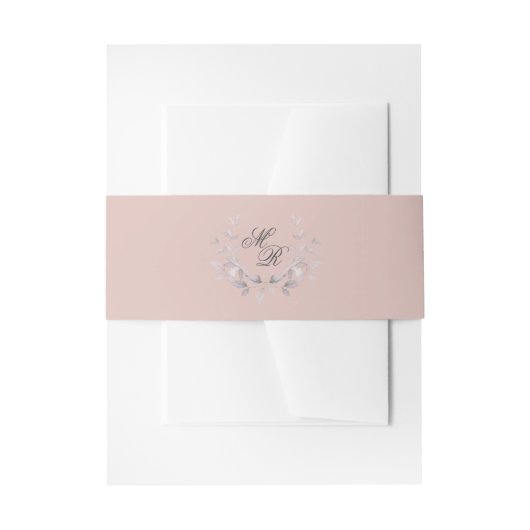Elegant Blush Pink Wedding Monogram Uitnodigingen Wikkel (Voorkant Voorbeeld)