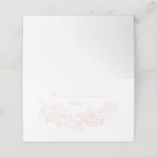 Elegant Blush Pink Wedding Plaatskaartje (Buitenkant ongevouwen)