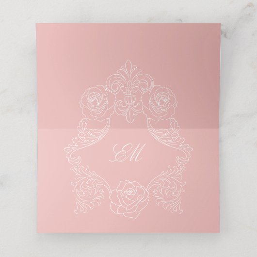 Elegant Blush Pink Wedding Plaatskaartje (Binnenkant ongevouwen)