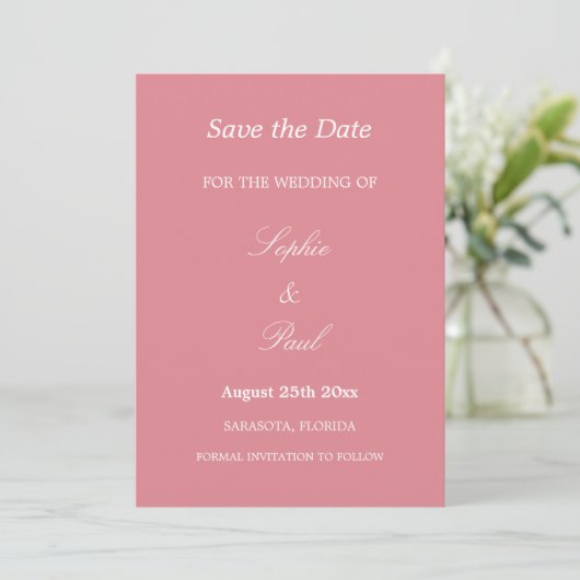 Elegant Blush Pink Wedding Save the Date (Staand voorkant)