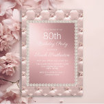 Elegant Blush Pink White 80th Birthday Party Kaart<br><div class="desc">Elegant en chic,  decoratief metallisch zwart roze en witte uitnodiging voor vrouwen op de 80ste verjaardag.</div>