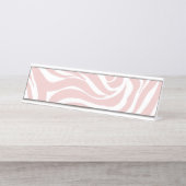 Elegant Blush Pink White Animal Print Bureau Naambordje (Voorkant)