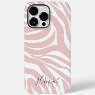 Elegant Blush Pink White Animal Print Case-Mate iPhone 14 Pro Max Hoesje