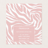 Elegant Blush Pink White Animal Print Visitekaartje (Binnenkant ongevouwen)