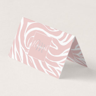 Elegant Blush Pink White Animal Print Visitekaartje