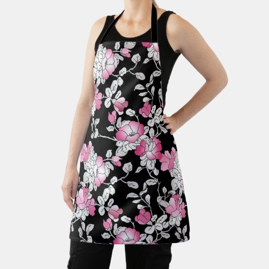 Elegant Blush Pink White Black Floral Pattern Schort (Insitu)