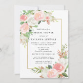 Elegant Blush Pink White Floral Bridal Show Kaart (Voorkant)