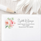 Elegant Blush Pink & White Floral Return Address Etiket (Insitu)
