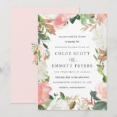 Elegant Blush Pink White Floral Rustic Wedding Kaart (Voorkant / Achterkant)