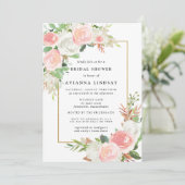 Elegant Blush Pink White Floral Vrijgezellenfeest Kaart (Staand voorkant)