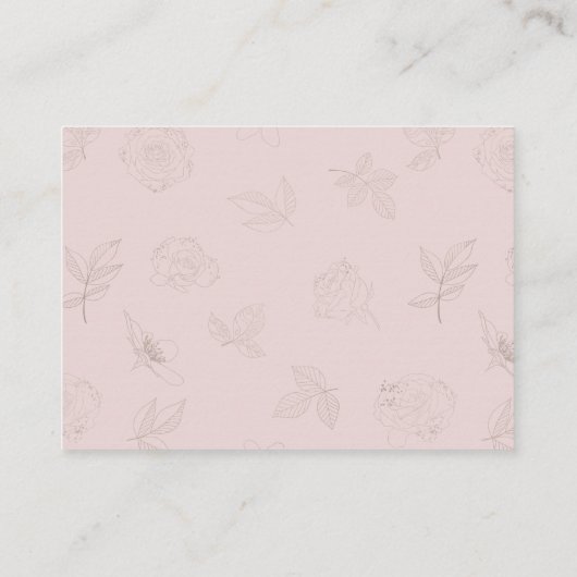 Elegant Blush Pink White Floral Weddenschap Recept Informatiekaartje (Achterkant)