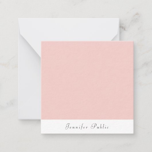 Elegant Blush Pink White Handgeschreven Modern Notitiekaartje (Voorkant)