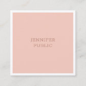 Elegant Blush Pink White Modern Simple Sjabloon Vierkante Visitekaartje (Voorkant)
