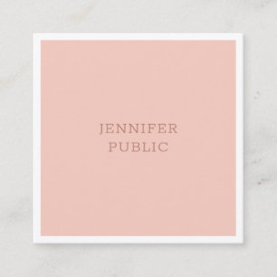 Elegant Blush Pink White Modern Simple Sjabloon Vierkante Visitekaartje
