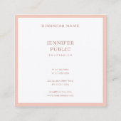 Elegant Blush Pink White Modern Simple Sjabloon Vierkante Visitekaartje (Achterkant)