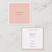 Elegant Blush Pink White Modern Simple Sjabloon Vierkante Visitekaartje (Voorkant / Achterkant)