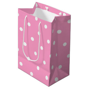 Elegant Blush Pink White Polka Dots Pattern Medium Cadeauzakje