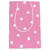 Elegant Blush Pink White Polka Dots Pattern Medium Cadeauzakje (Voorkant)