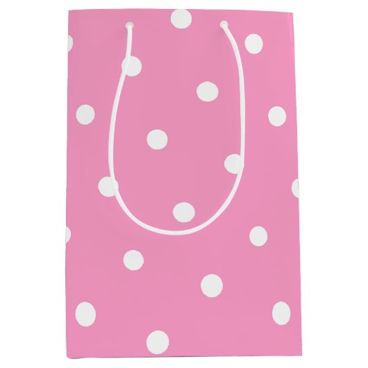 Elegant Blush Pink White Polka Dots Pattern Medium Cadeauzakje (Voorkant)