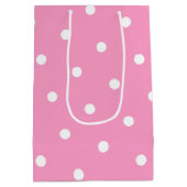 Elegant Blush Pink White Polka Dots Pattern Medium Cadeauzakje (Achterkant)