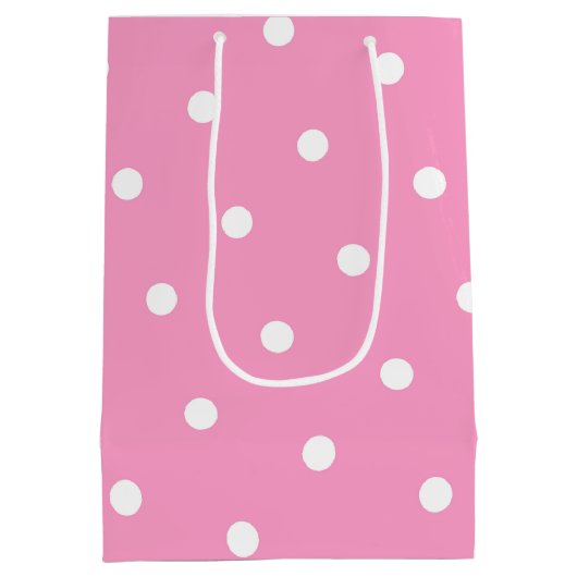 Elegant Blush Pink White Polka Dots Pattern Medium Cadeauzakje (Achterkant)