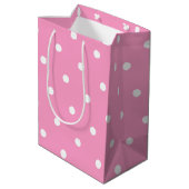 Elegant Blush Pink White Polka Dots Pattern Medium Cadeauzakje (Achterkant Gekanteld)