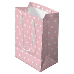 Elegant Blush Pink White Polka Dots Sjabloon Medium Cadeauzakje