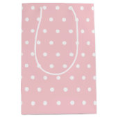 Elegant Blush Pink White Polka Dots Sjabloon Medium Cadeauzakje (Voorkant)